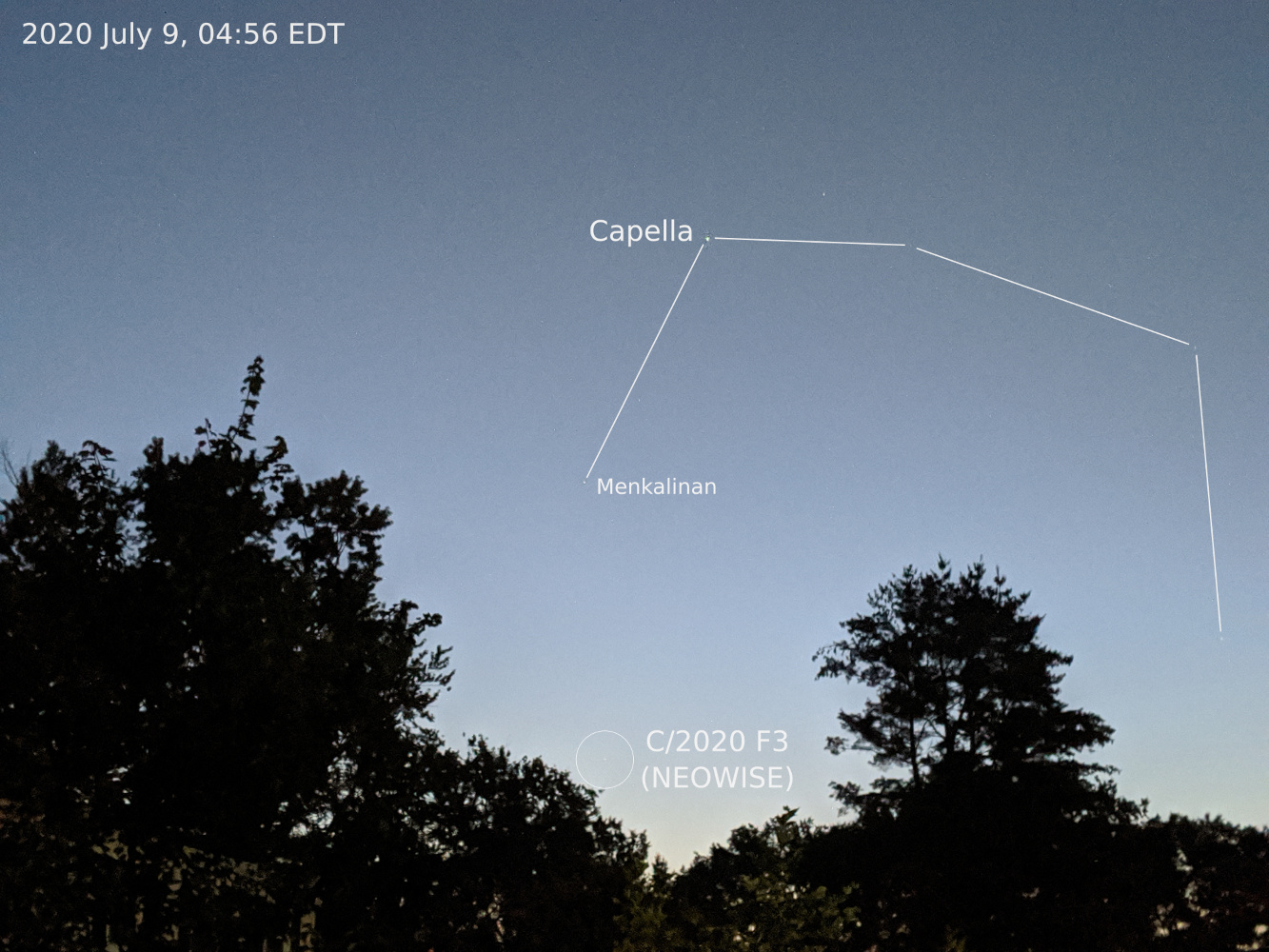 Comet C/2020 F3 (NEOWISE) in the Maryland morning